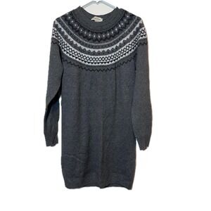 Charlie Paige Womens Grey Fair Isle Knit Sweater Dress Long Sleeve Small